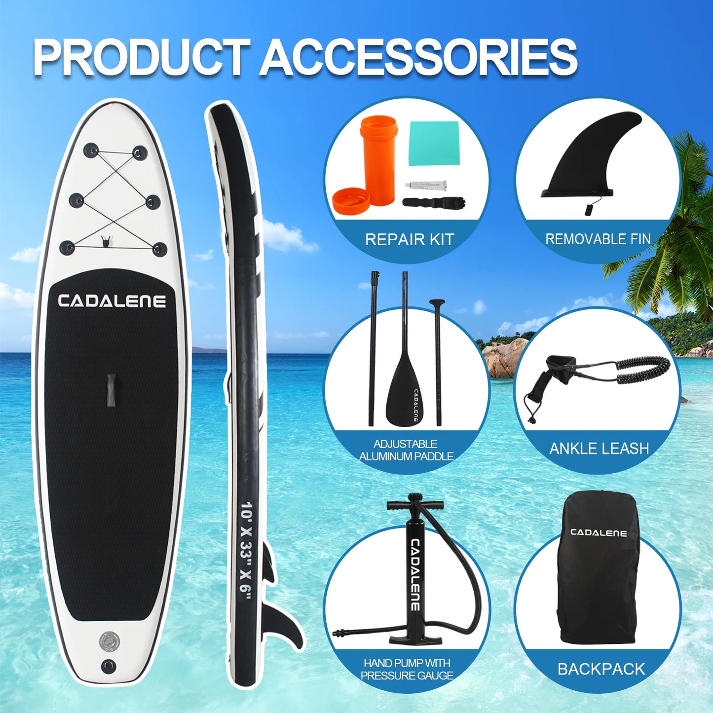 CADALENE Inflatable Stand Up Paddle Board SUP Accessories,
