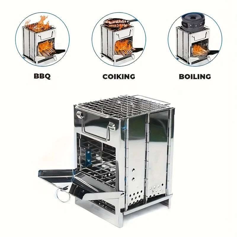Portable Stainless Steel Firewood Stove For Camping,