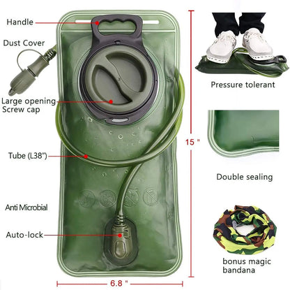 2L Water Bladder for Hiking Backpack Leak Proof