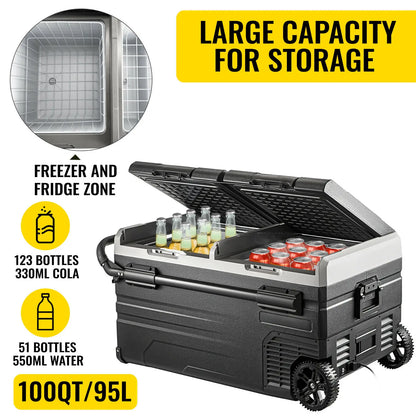 SucceBuy 75L 95L Car Fridge Portable Mini Dual Storage