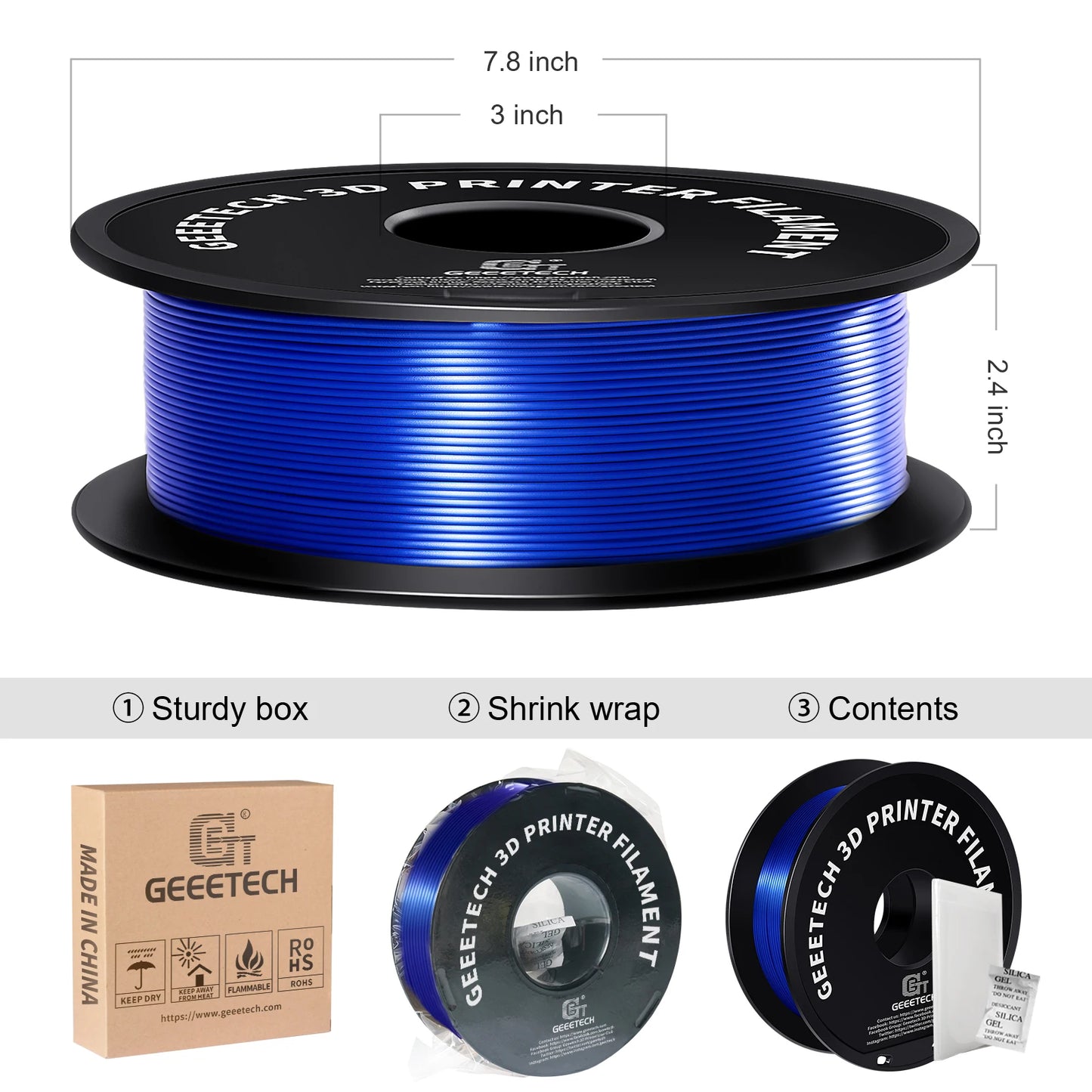 GEEETECH 5Kg 3D Silk PLA Filament