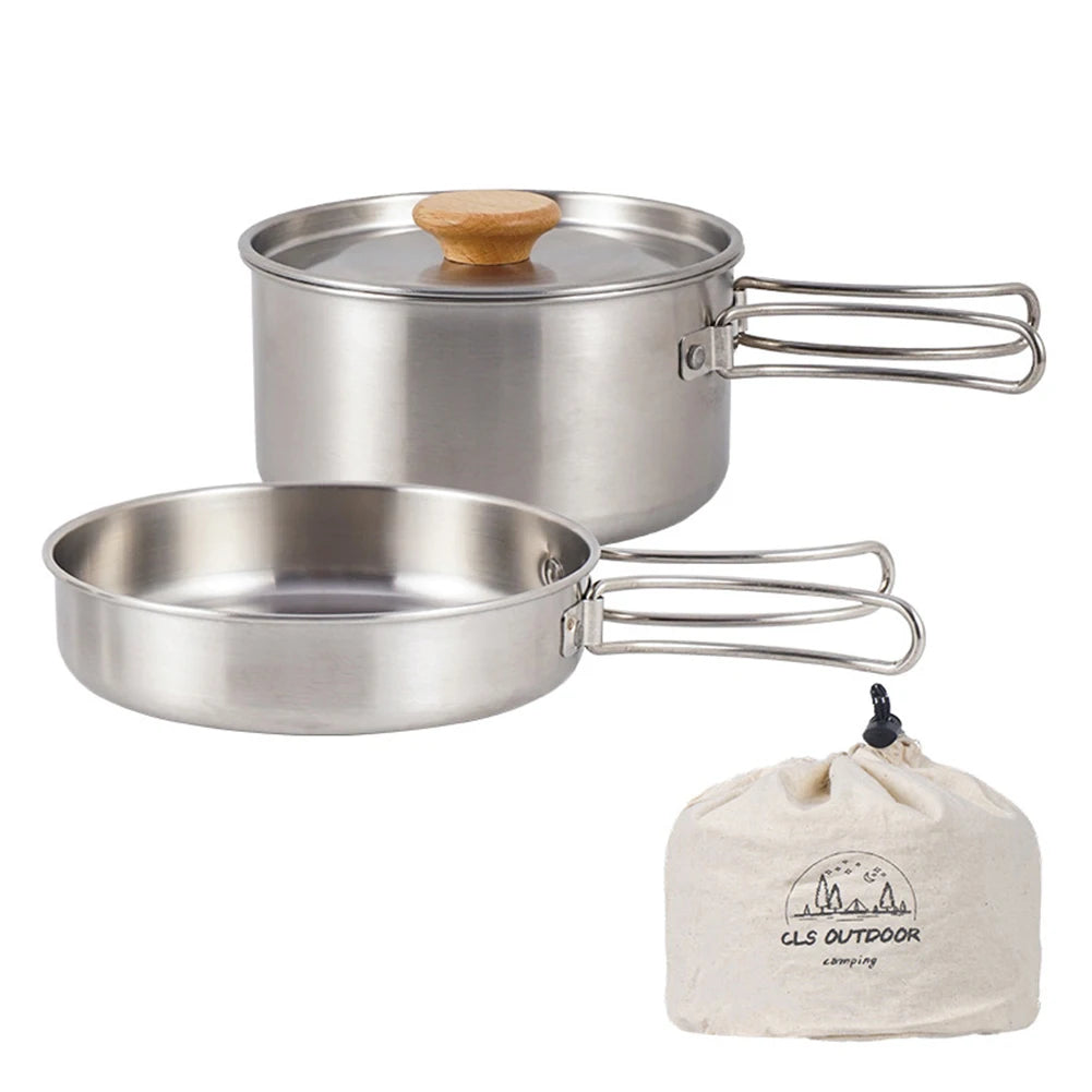 Camping Pan and Pot Cooking Pan Stainless Steel
