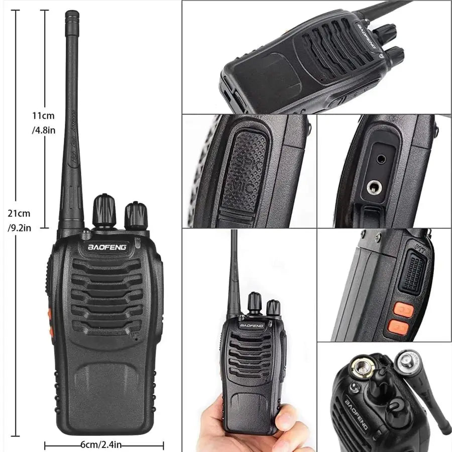 Baofeng Bf888S Long Range TwoWay Radios Rechargeable Earpiece Mic,