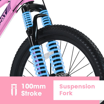 Ecarpat Mountain Bike 24" 26" Wheels, 21-Speed Disc Brake,