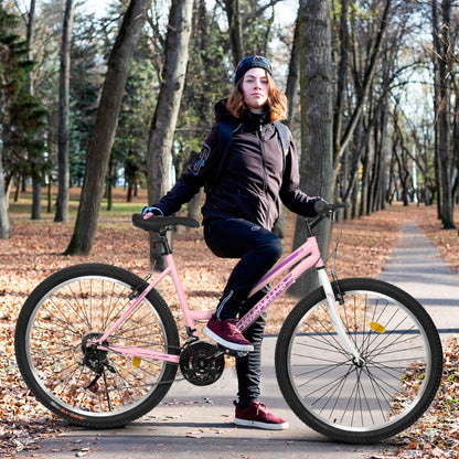 Ecarpat Womens Girls 24 26 Inch Mountain Bike, 21 Speed