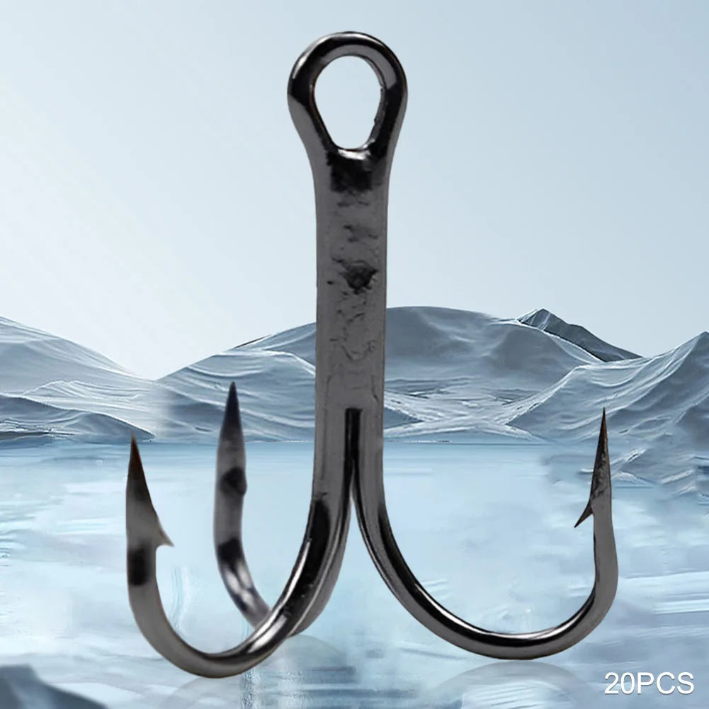 20Pcs Fishing Treble Hooks Carbon Steel