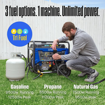 12500 Peak Watt Tri-Fuel Home Backup Portable Generator
