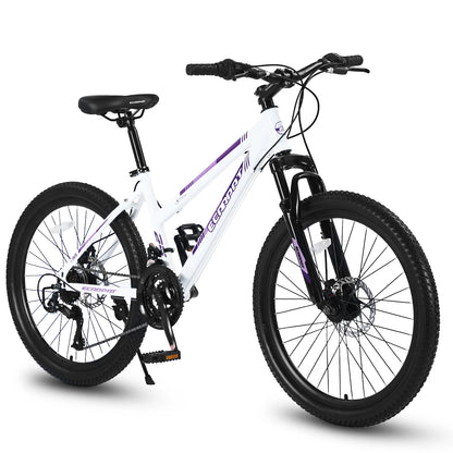 Ecarpat Mountain Bike 24" 26" Wheels, 21-Speed Disc Brake,