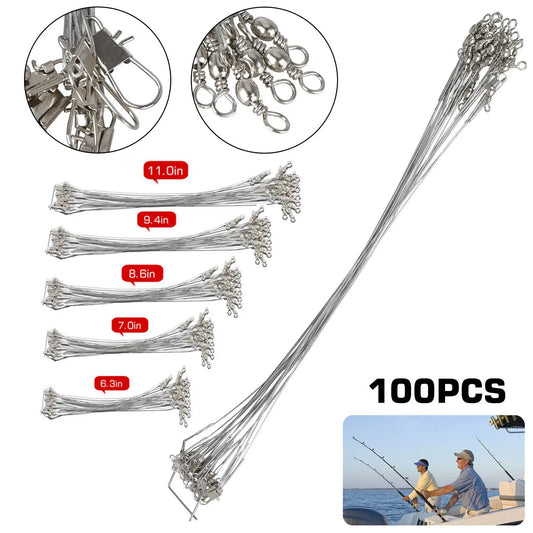 100pcs Stainless Steel Trace Wire Leader Fishing