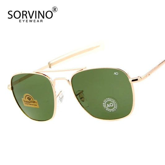 Retro Green AO Pilot Sunglasses Luxury Brand Designer