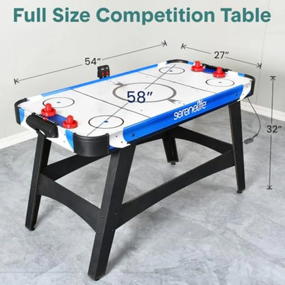 58in Powered Air Hockey Table with 700mA 12V 2X Powerful Motors