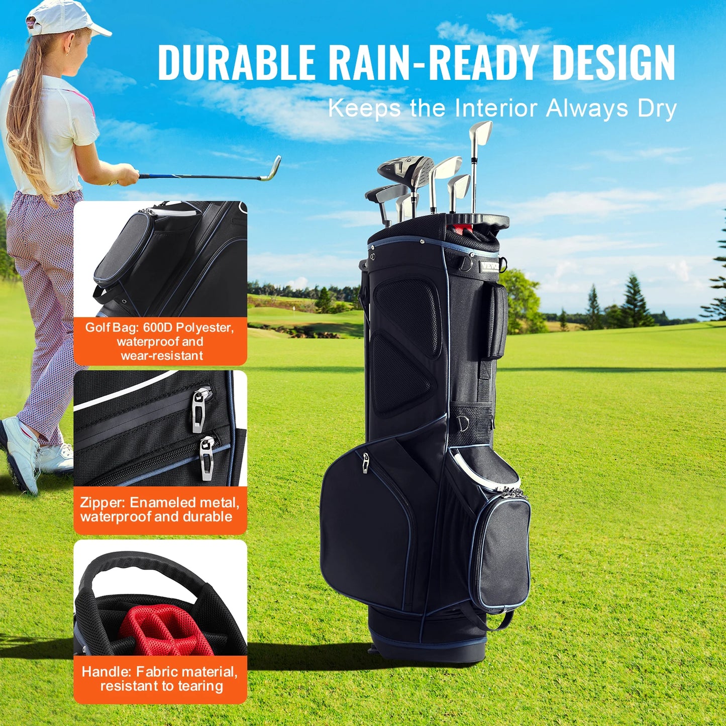 Golf Cart Bag with 14 Way Organizer Divider Top Pockets Premium