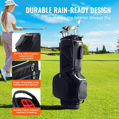Golf Cart Bag with 14 Way Organizer Divider Top Pockets Premium