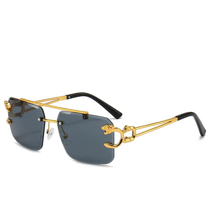 Luxury Square Designer Vintage Rimless Sun Glasses