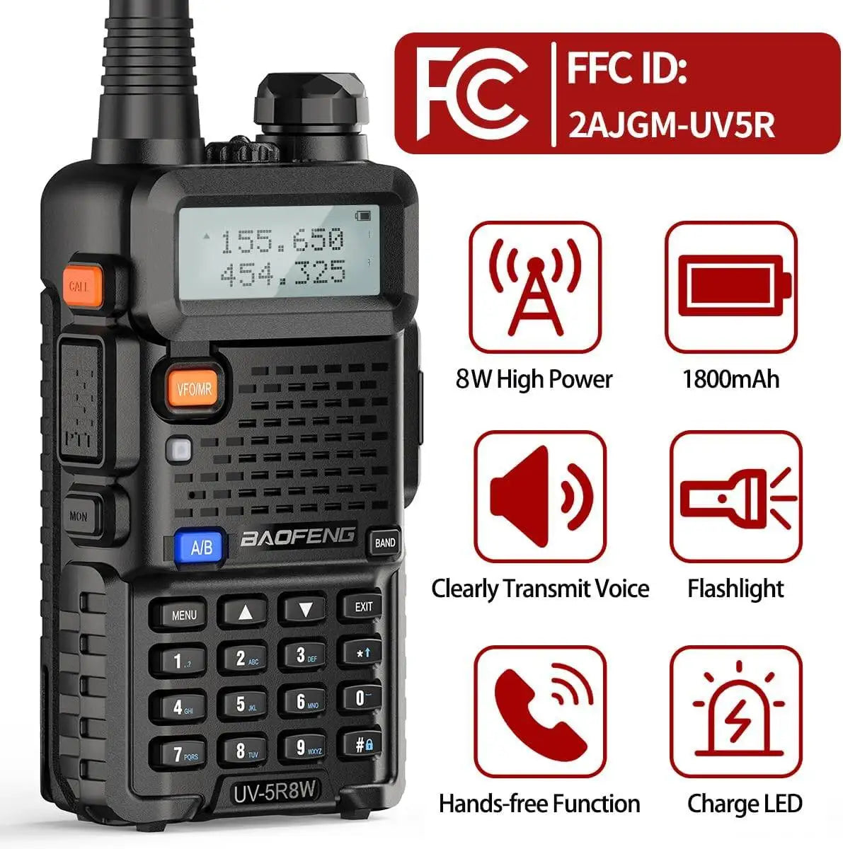 1/2/4 PCS Baofeng UV-5R 8W Walkie Talkie Ham Radio