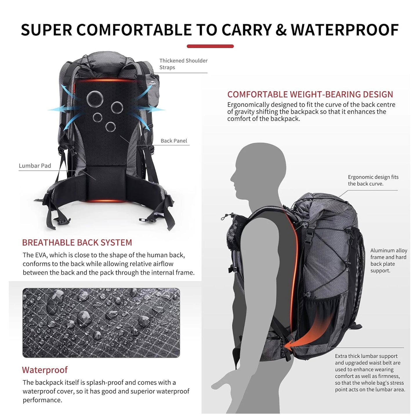 Outdoor Mountain Backpack 60+5L Waterproof
