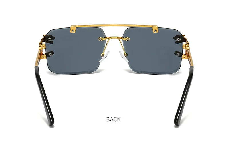 Luxury Square Designer Vintage Rimless Sun Glasses