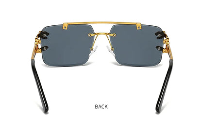 Luxury Square Designer Vintage Rimless Sun Glasses