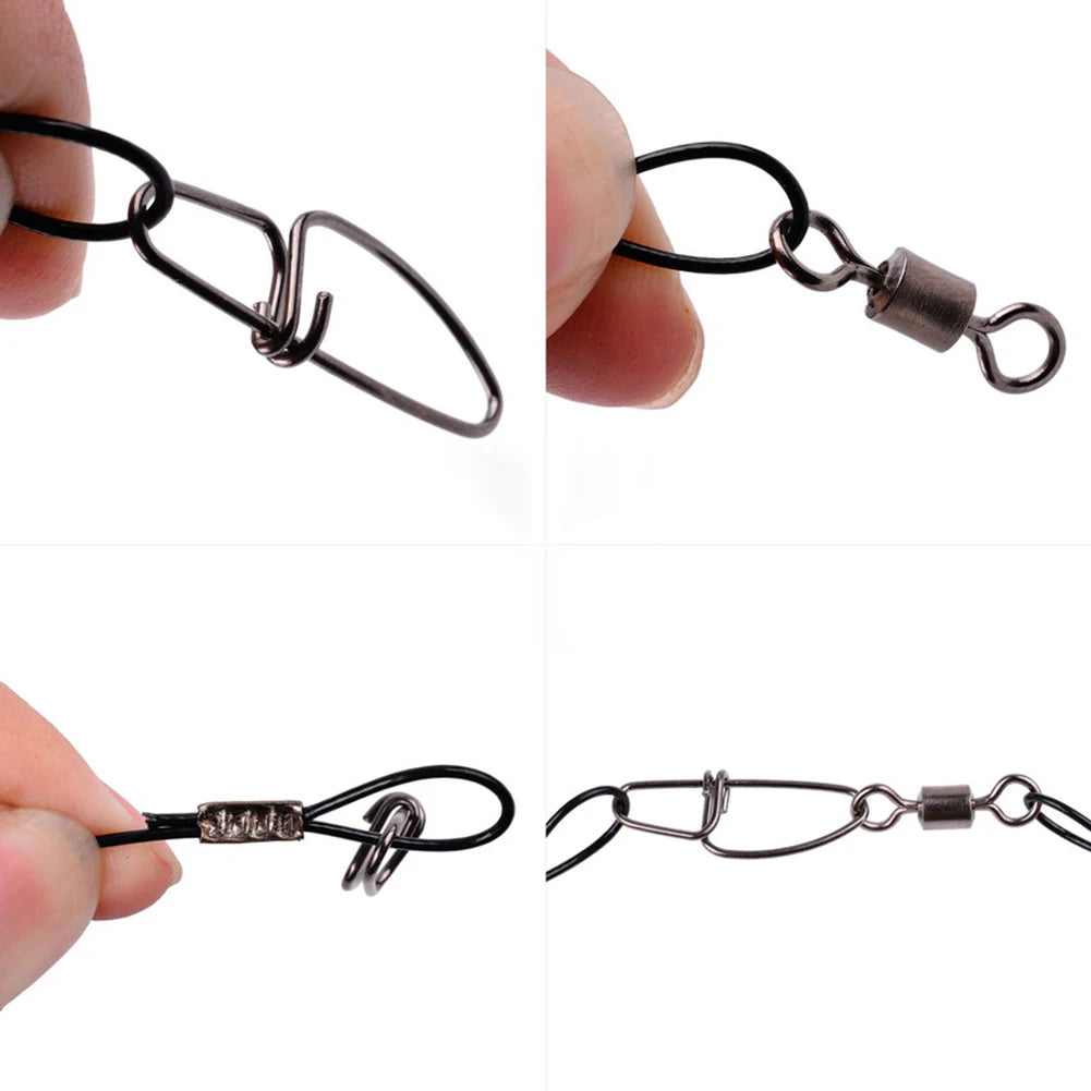 20Pcs Wire Trace Leader Rig with Snaps Beads Fishing