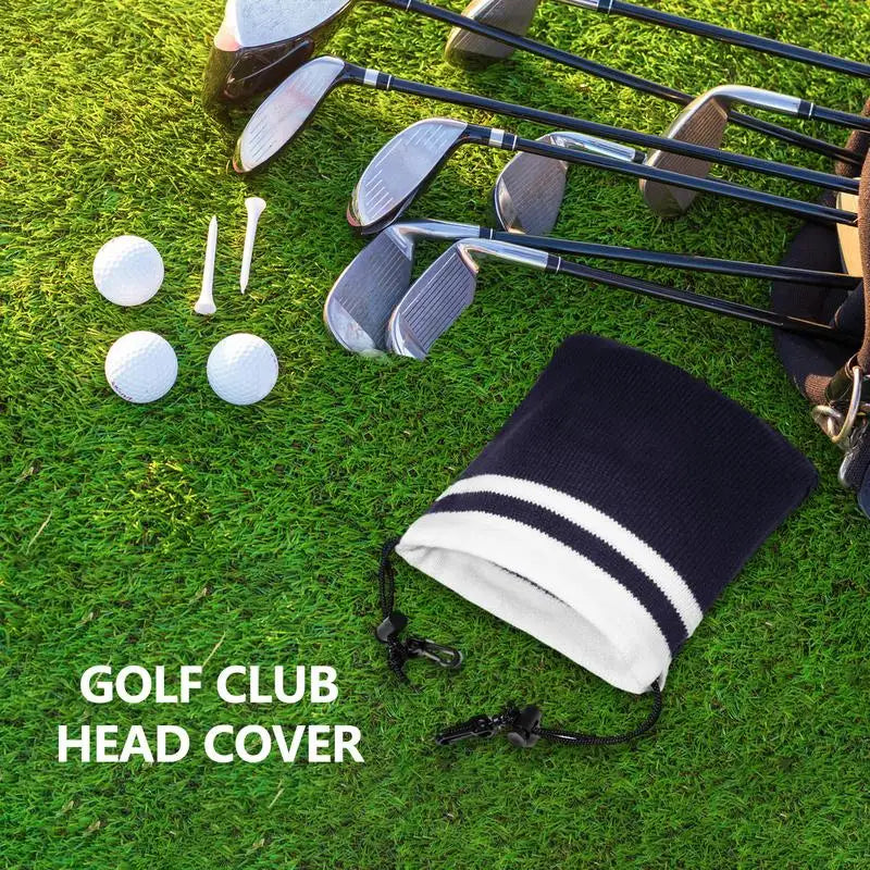 Knitted Head Covers For Golf Clubs Embroidered Drawstring