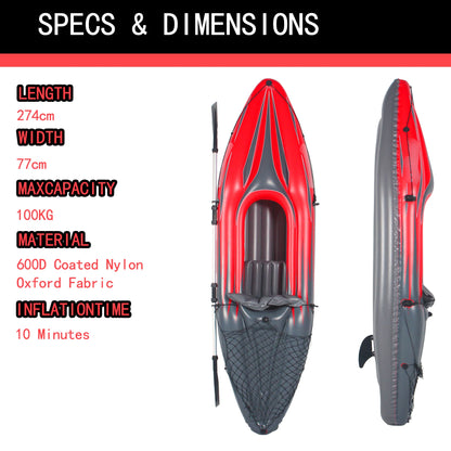 Inflatable Kayak Fishing Boat 1 Person Adult Canoe