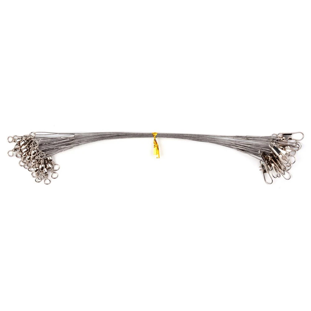 20Pcs Wire Trace Leader Rig with Snaps Beads Fishing