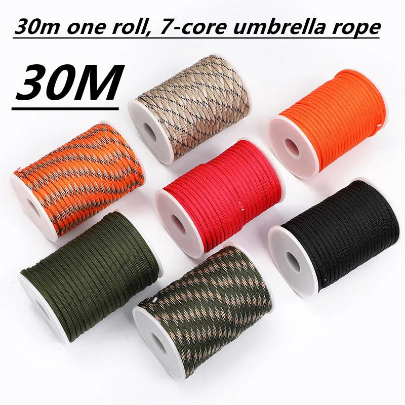 5M/15M/30M 7-Core 550 Paracord Camping survival Rope kit