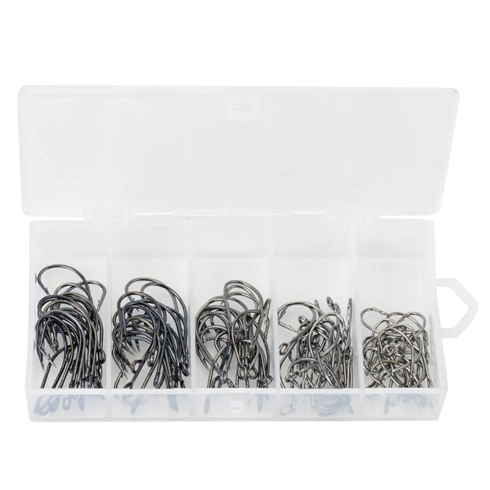 100PCS/Box Barbed FishHooks High Carbon Steel