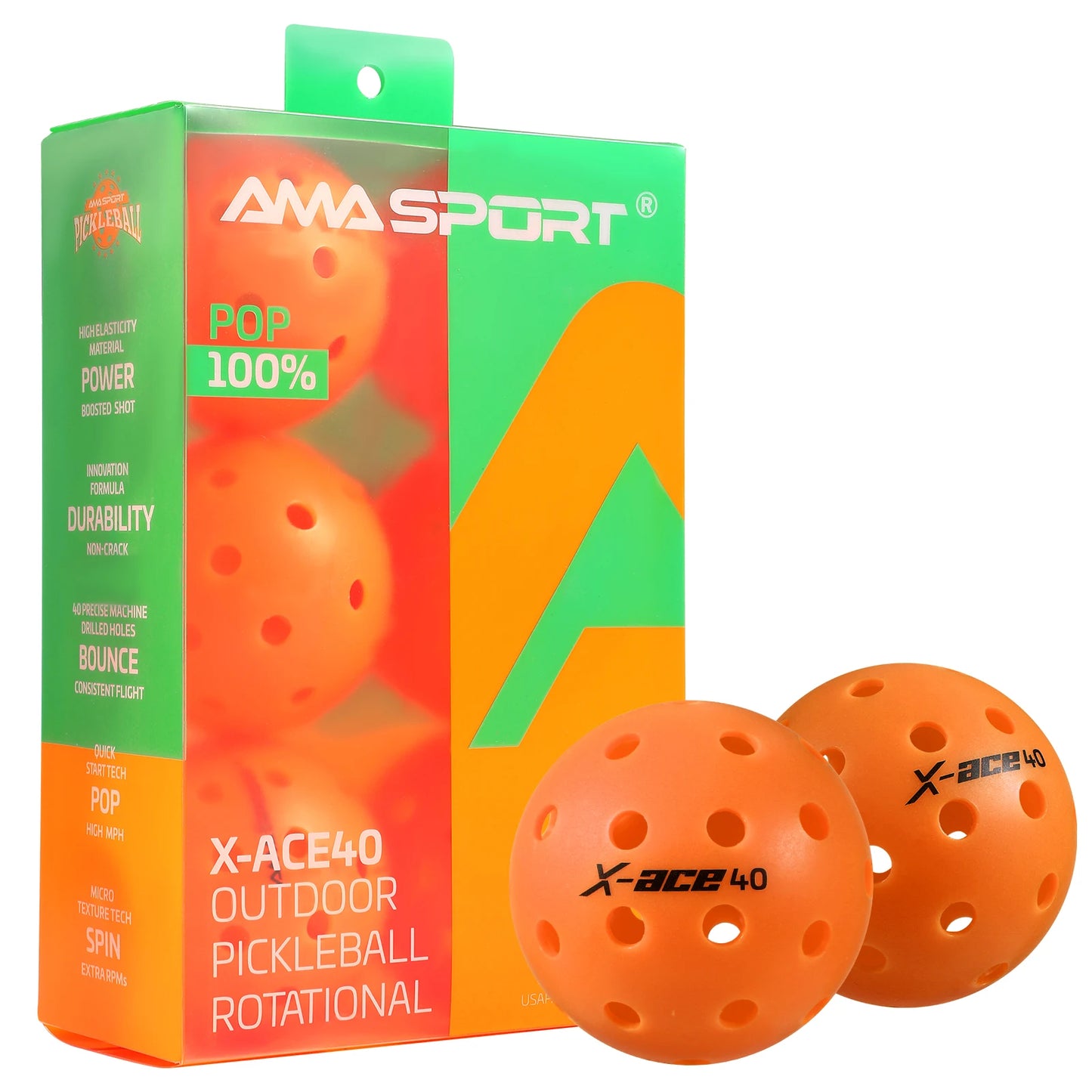 Pickleballs-40 Hole Outdoor Balls Crack-Resistant