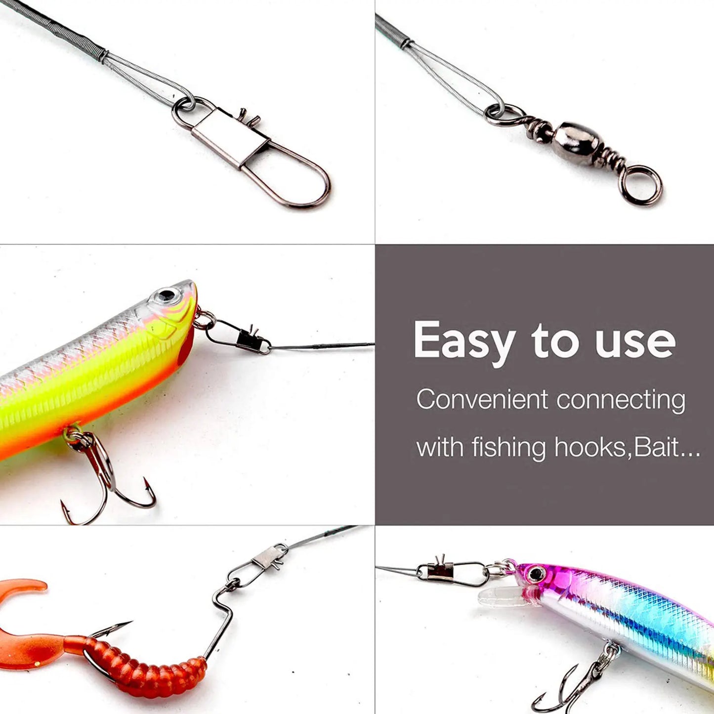 100pcs Stainless Steel Trace Wire Leader Fishing