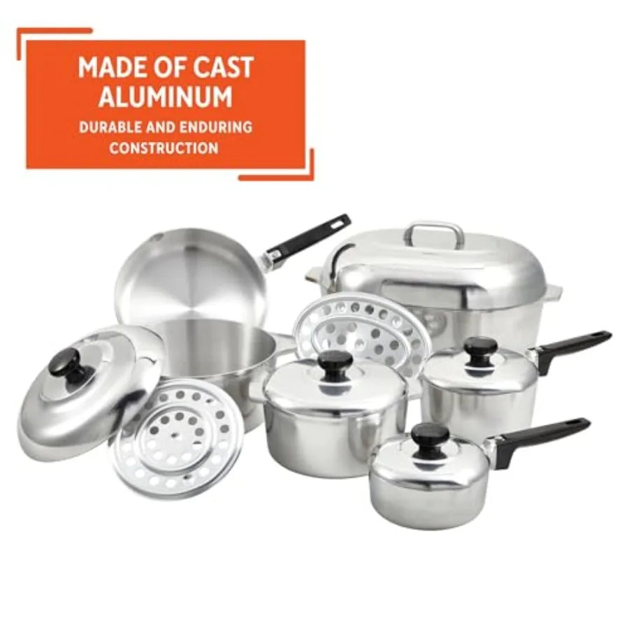 USA Heavy Duty 13-Piece Cookware Set, Silver