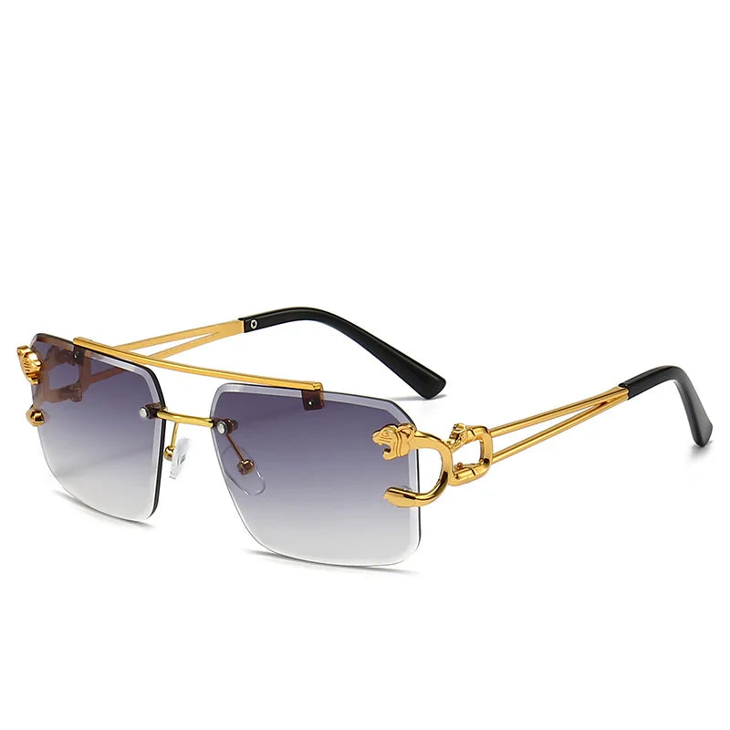 Luxury Square Designer Vintage Rimless Sun Glasses
