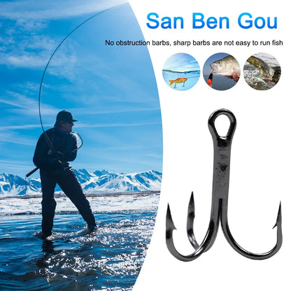 20Pcs Fishing Treble Hooks Carbon Steel