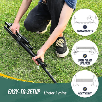 3-in-1 Adjustable Sports Net Set for Volleyball, Badminton, Pickleball