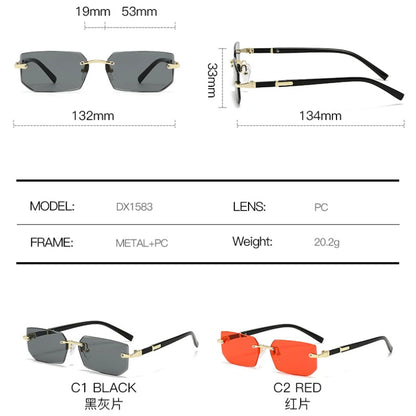 Rimless Sunglasses Rectangle Fashion