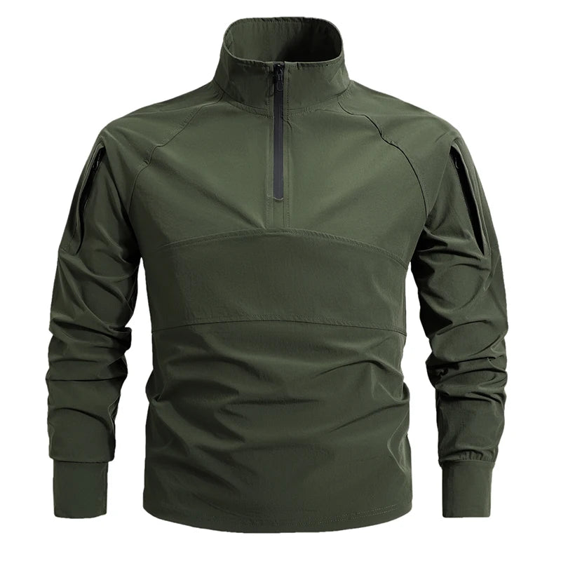 Men's Summer Work Shirt 1/4 Zipper Long Sleeve