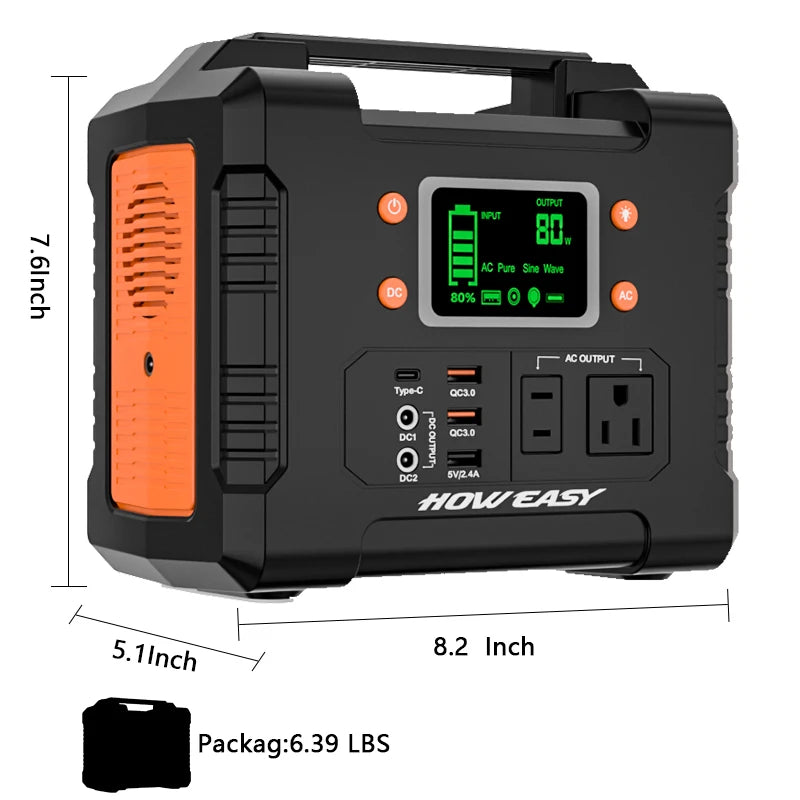 Howeasy 300W Portable Power Station, 236Wh Solar Generator