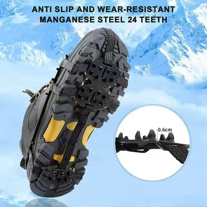 1-5Pair 24 Teeth Climbing Crampons Anti-Slip Ice Gripper Shoe Spikes