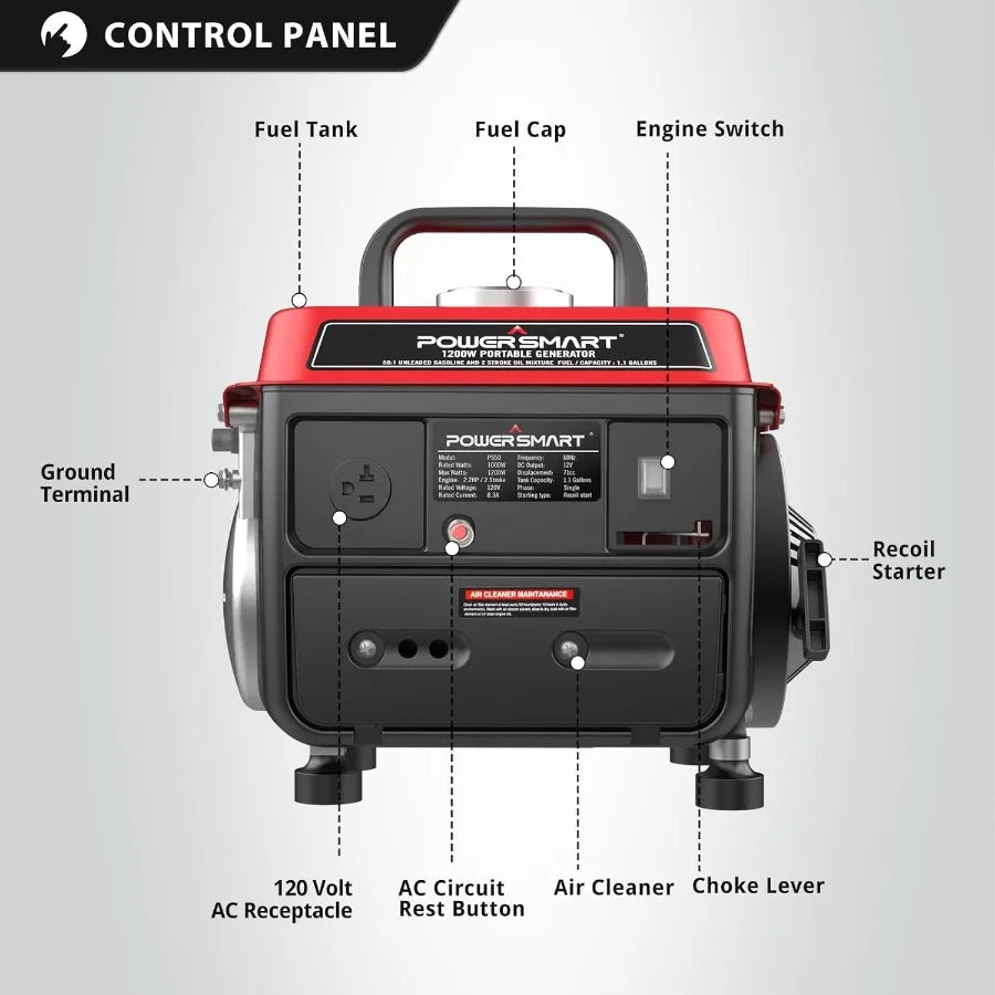 1200Watt Portable Generator with Super Quiet
