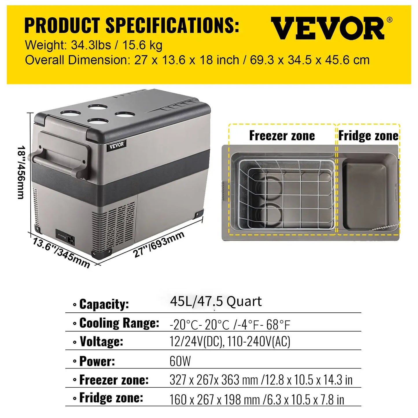 SucceBuy 20L 22L 35L 45L 55L Car Refrigerator Mini Fridge Freezer
