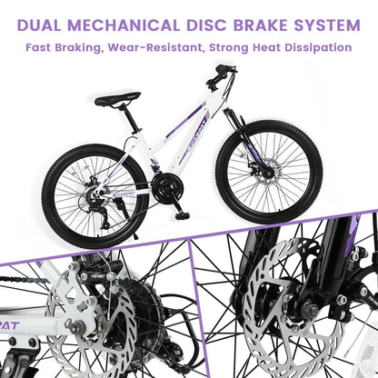 24/26 inch Mountain Bike Girls Women, 21 Speeds