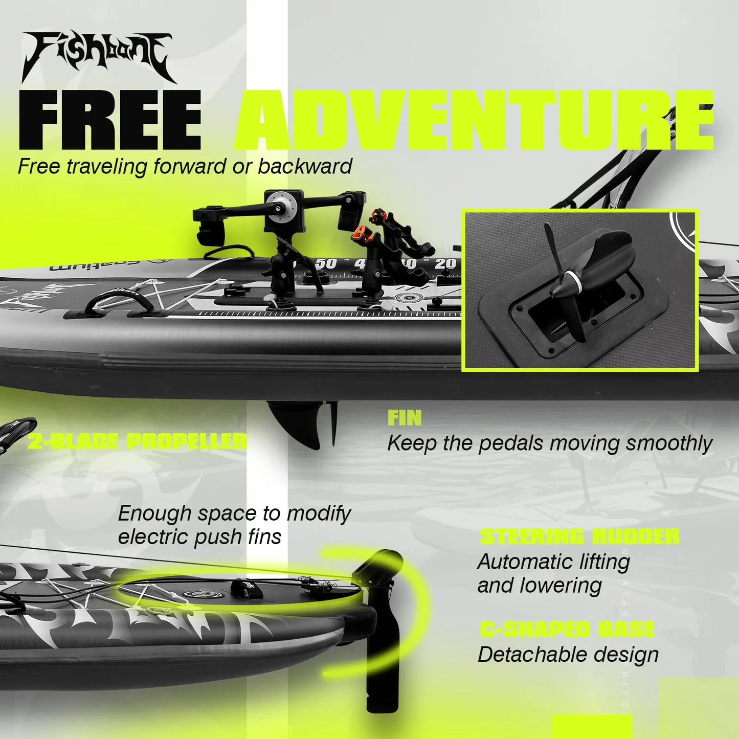 Spatium Fishing Kayak Boat Pedal Drive, Capacity 660LBS