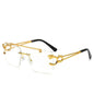Luxury Square Designer Vintage Rimless Sun Glasses