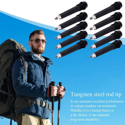 10Pcs Tungsten Carbide Tip Trekking Pole Nordic Walk Stick Cane