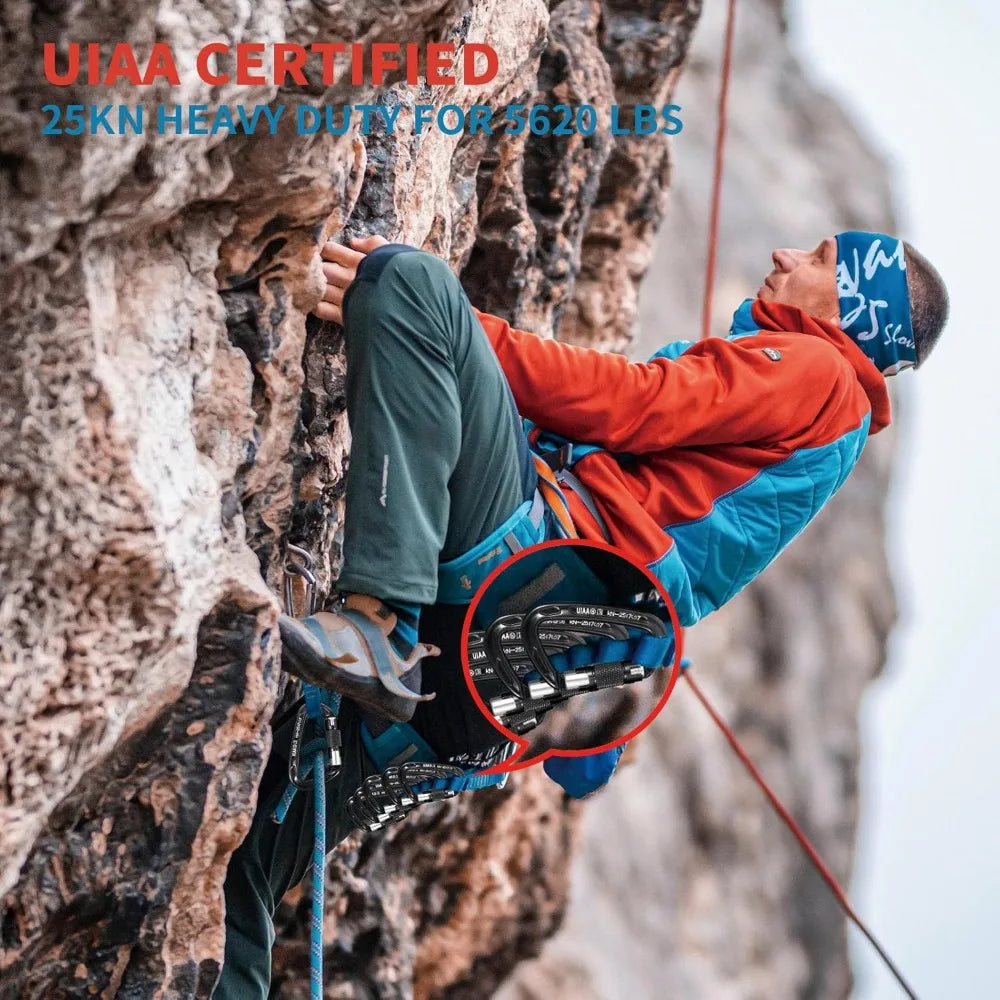 Auto Locking Carabiner - Rock Climbing, Camping, Rappelling, Hunting