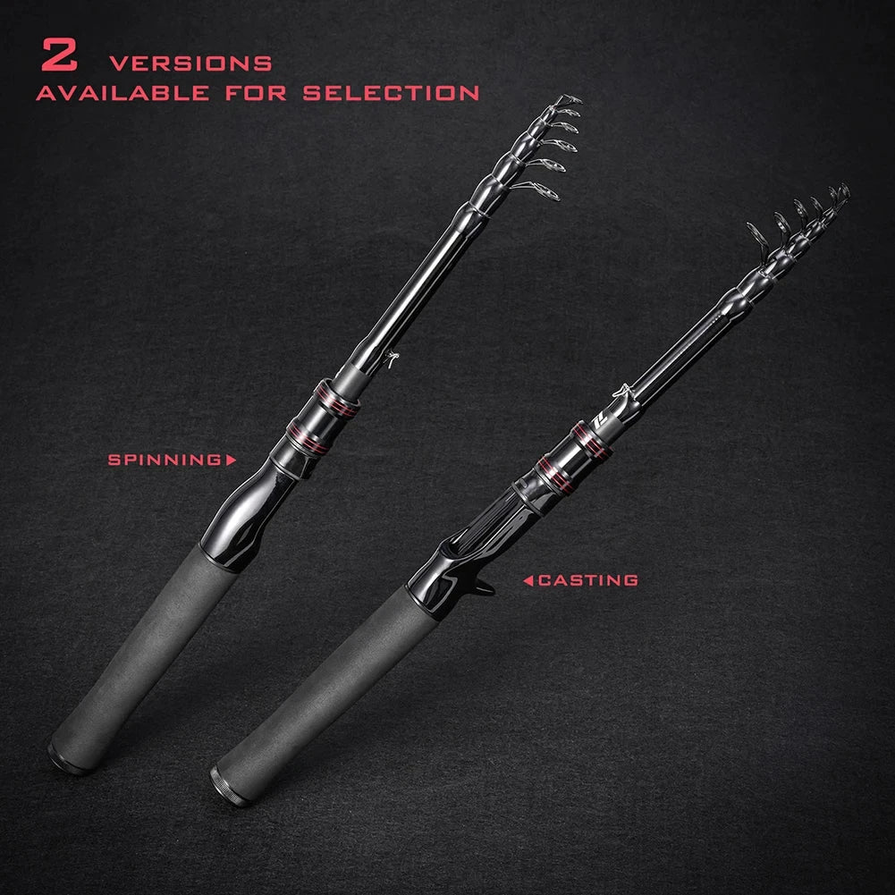 Telescopic carbon fishing rod, high-strength fishing