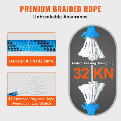 12.7mm Static Climbing Rope 125/150/200ft Outdoor Rock Climbing Rope