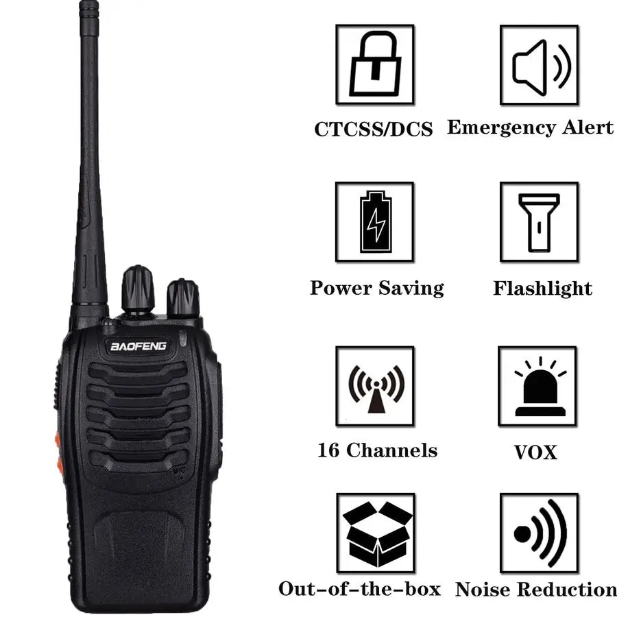 Baofeng Bf888S Long Range TwoWay Radios Rechargeable Earpiece Mic,
