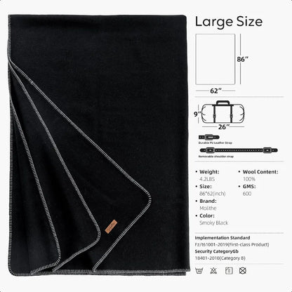 100 Wool Blanket 62 x 86 Warm Thick Washable Military Grade