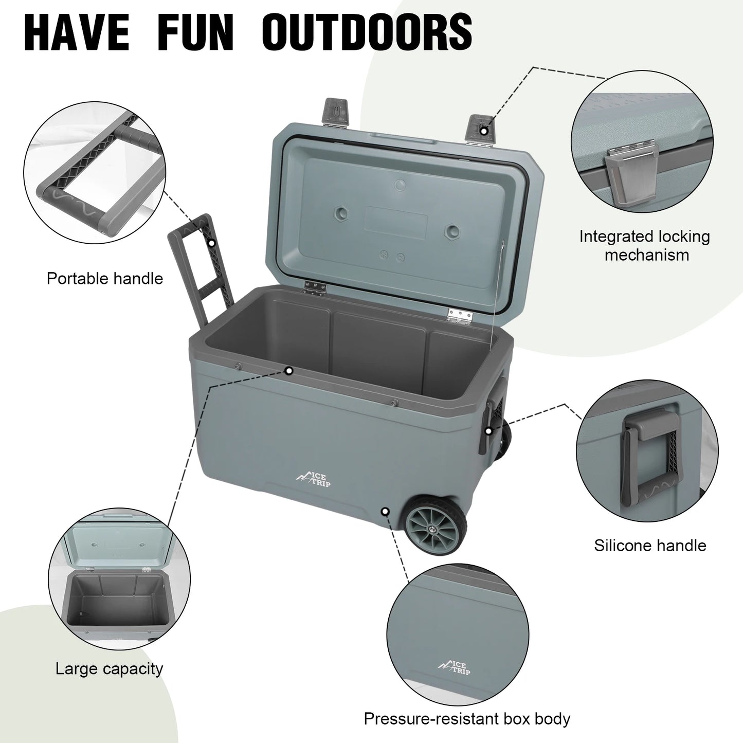 70L Wheeled Cooler Insulated Ice Chest Box